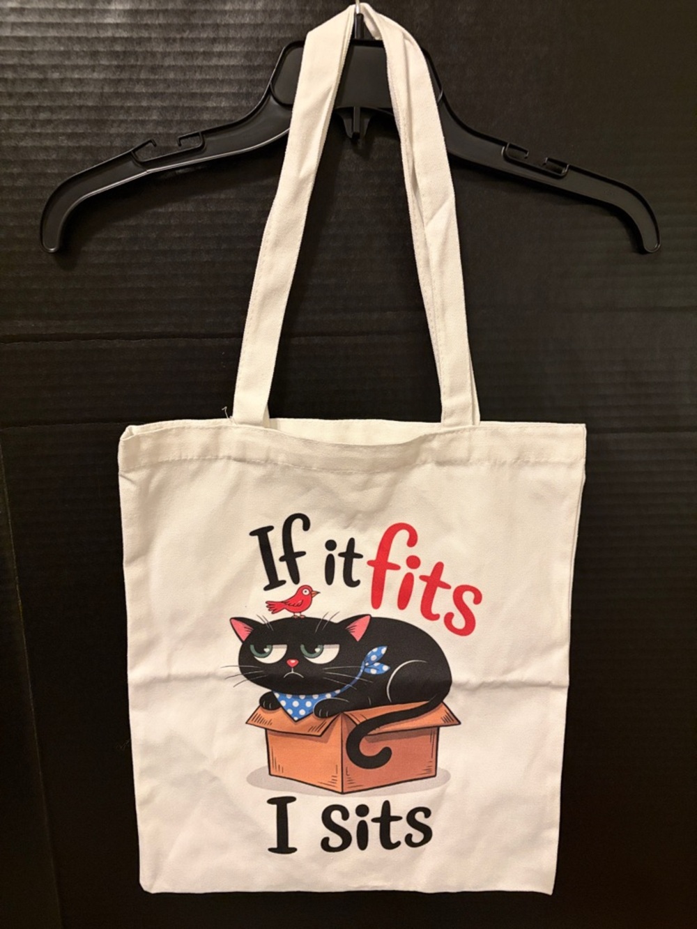 White Cat Tote Bag - If It Fits I Sits NWOT